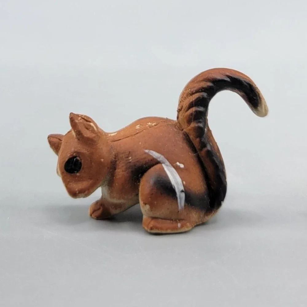 Vintage Brown Ceramic Squirrel Figurine Miniature Animal Decor Collectible 1